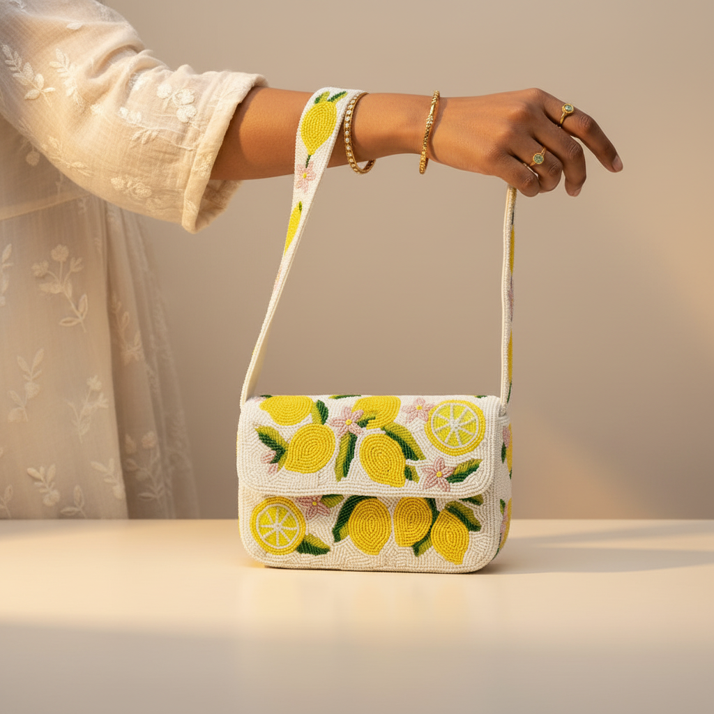 Handcrafted Beaded Bags - Lemony