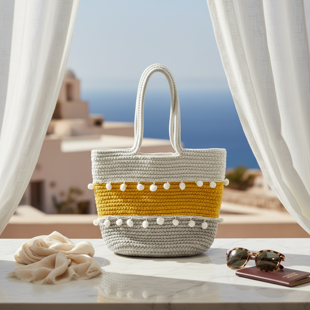 Handcrafted Cotton Rope Tote Bag - Gray
