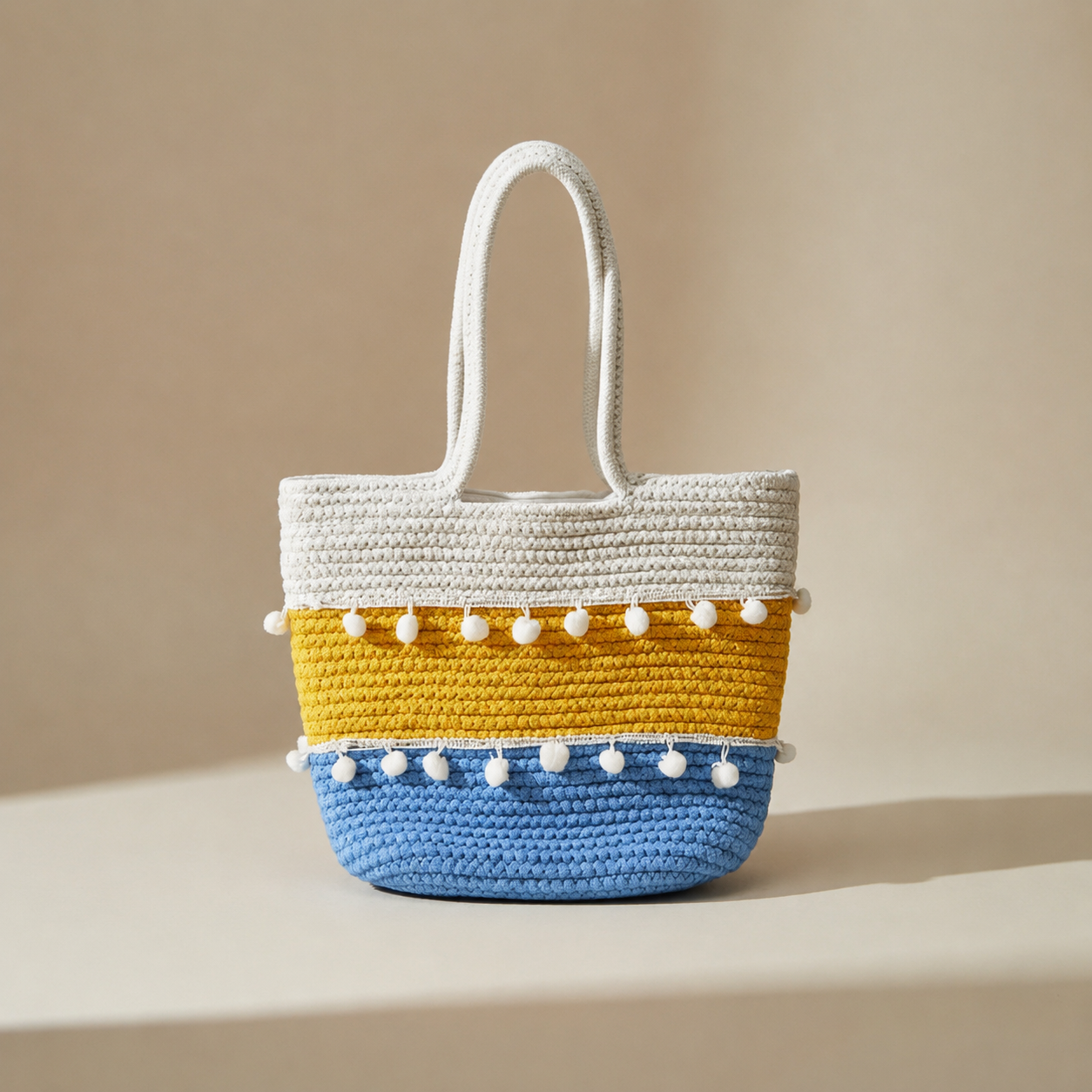 Handcrafted Cotton Rope Tote Bag - Blue