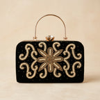 Velvet Pearl Embroidery Clutch