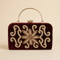 Velvet Pearl Embroidery Clutch