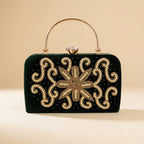 Velvet Pearl Embroidery Clutch