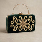 Velvet Pearl Embroidery Clutch