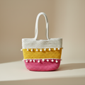 Handcrafted Cotton Rope Tote Bag - Pink Yellow