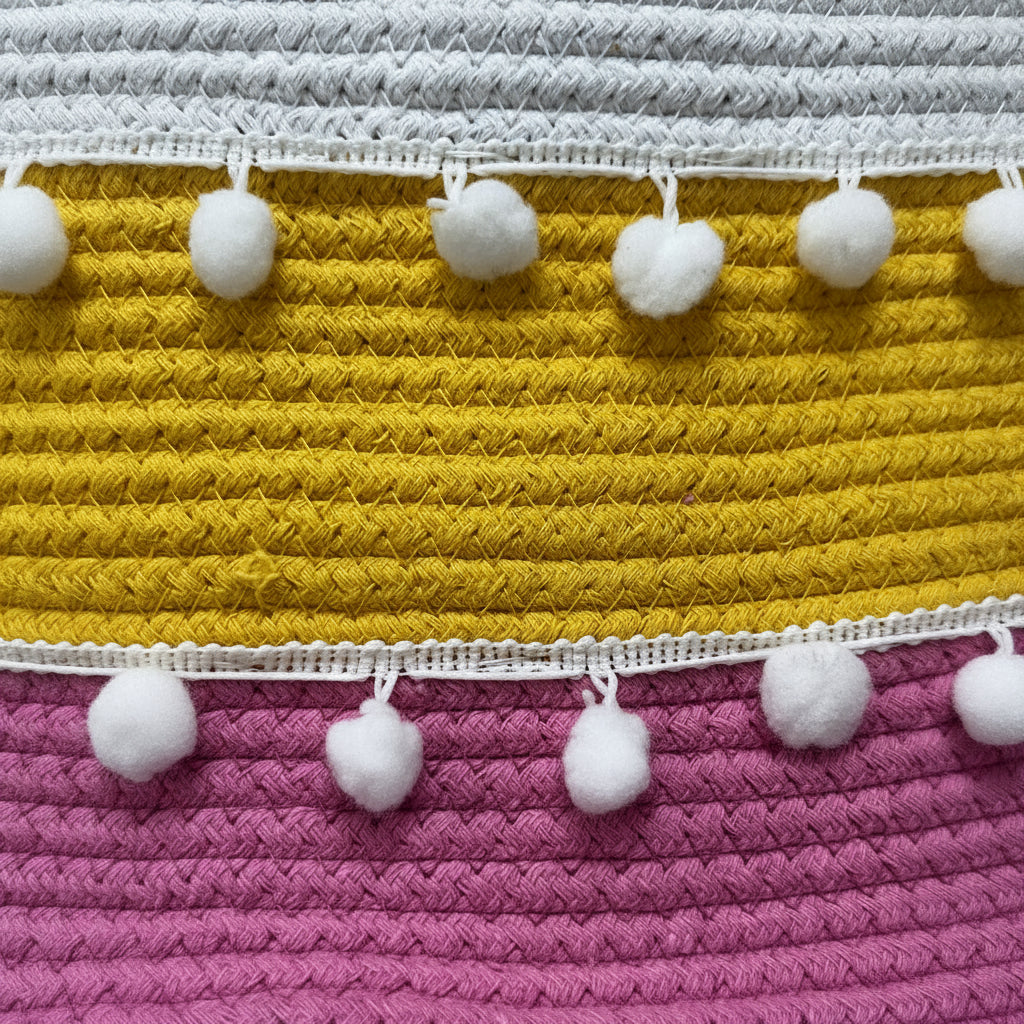 Handcrafted Cotton Rope Tote Bag - Pink Yellow