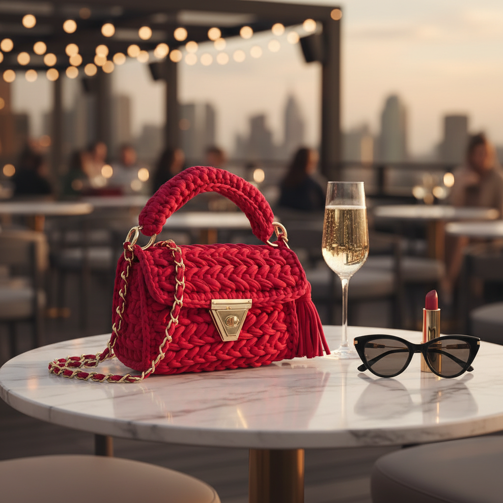 Handcrafted Puff Crochet Handbag - Pink