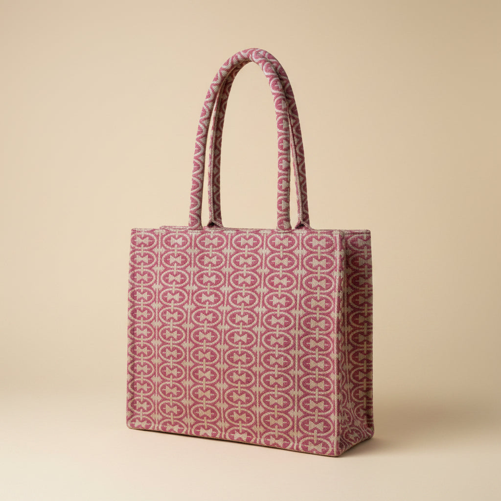 Dream Colors™ Jacquard Vintage Office Bag Set (With Matching Pouch) - Pink