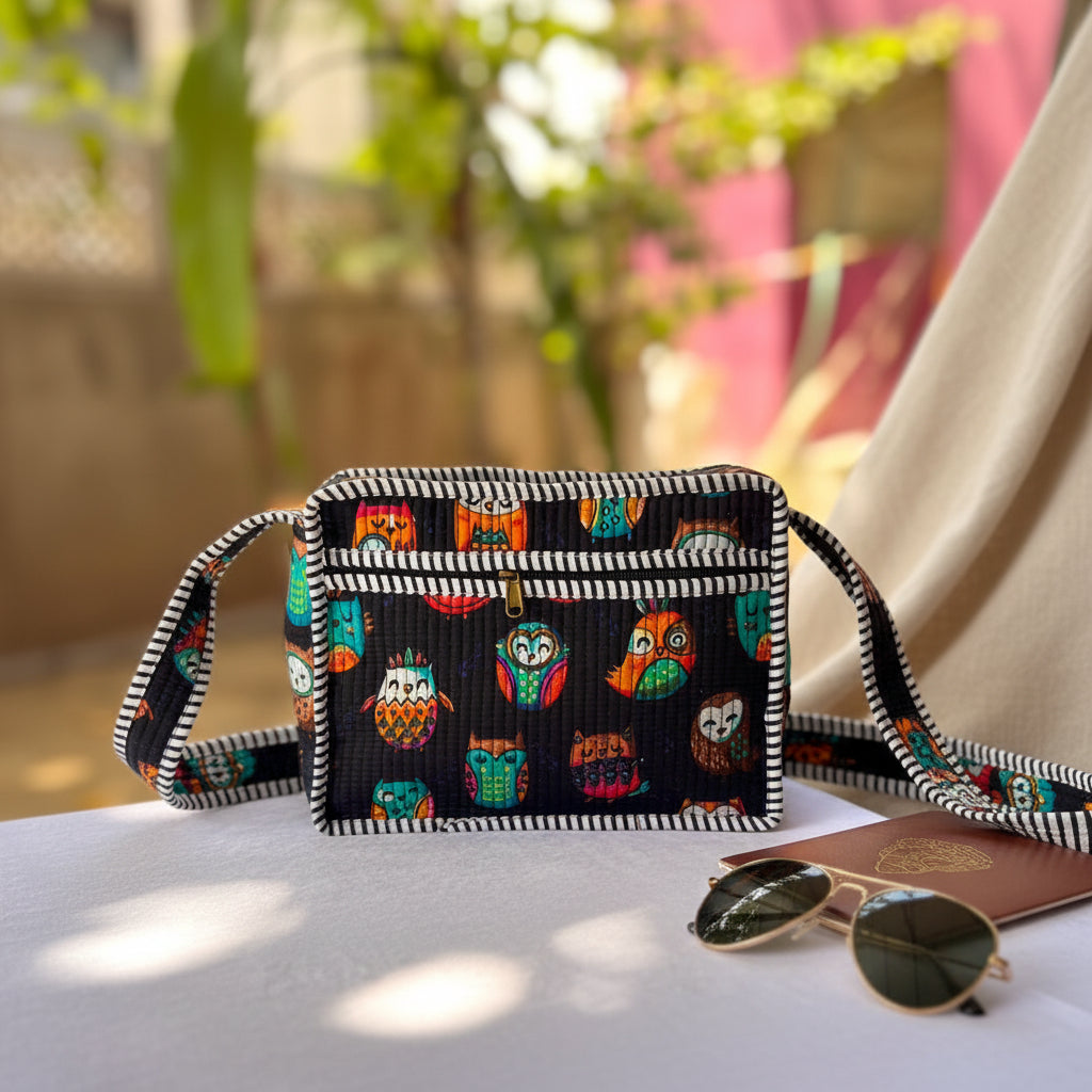 Dream Colors Quilted Cotton Sling Bag - Bird