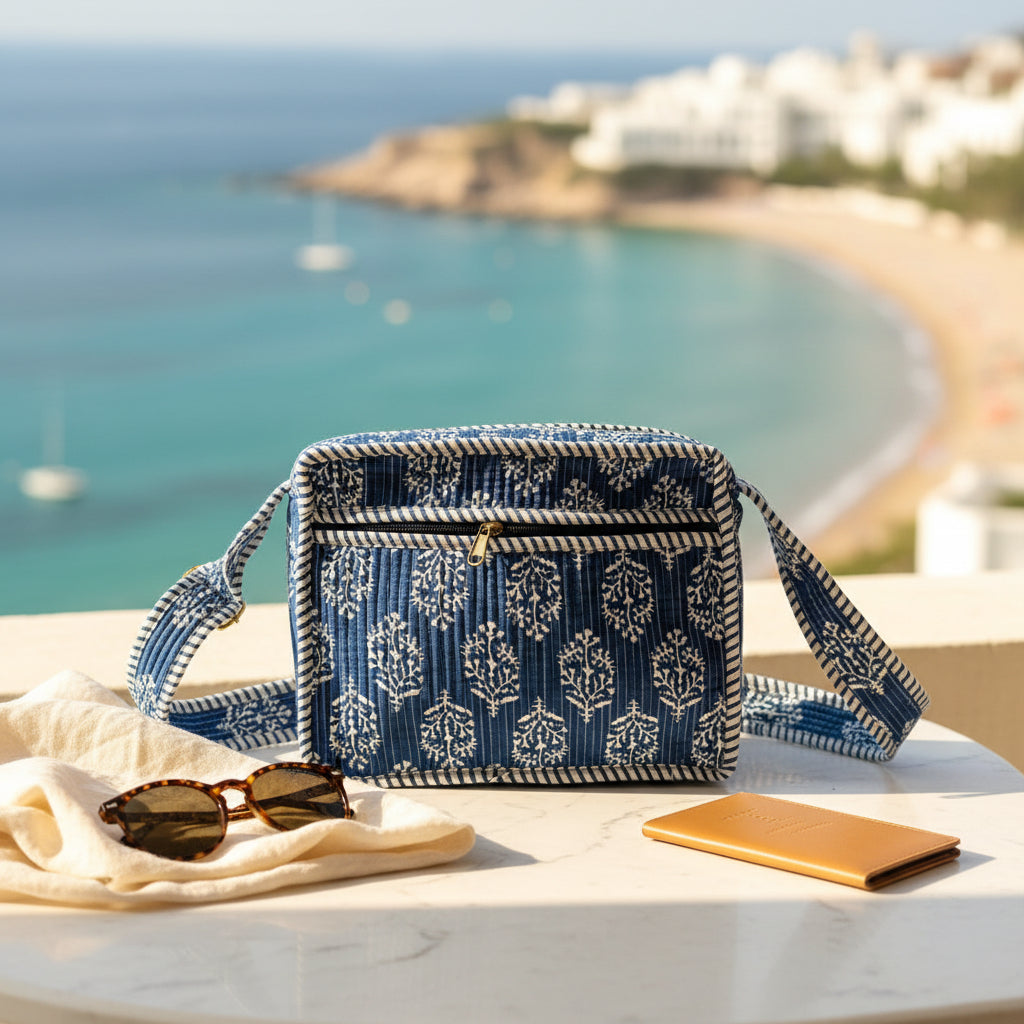Dream Colors Quilted Cotton Sling Bag - Blue