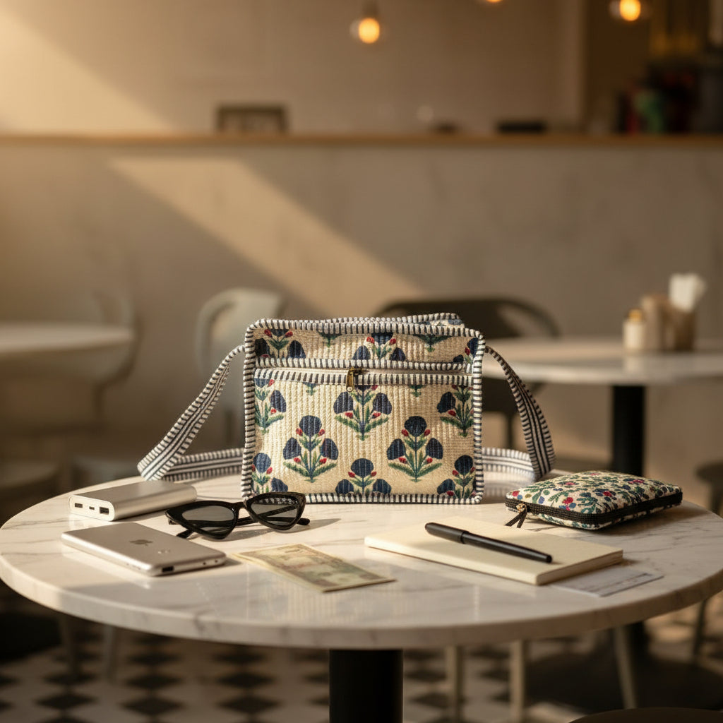 Dream Colors Quilted Cotton Sling Bag - Green White