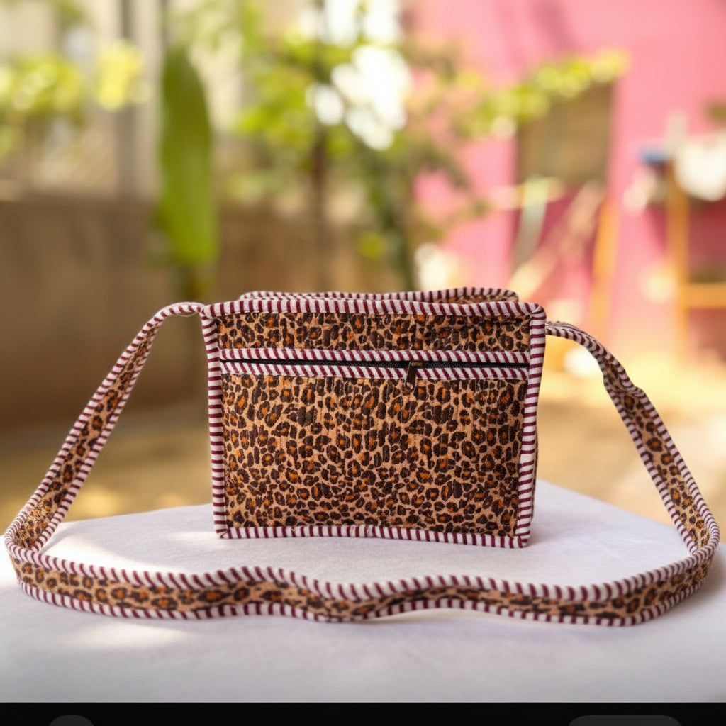 Dream Colors Quilted Cotton Sling Bag - Leopard Print