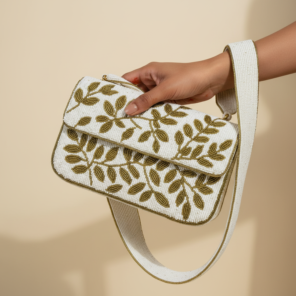 Handcrafted Beaded Bags - Leafy
