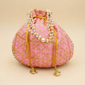 Dream Colors Pink Floral Embroidered Potli Bag