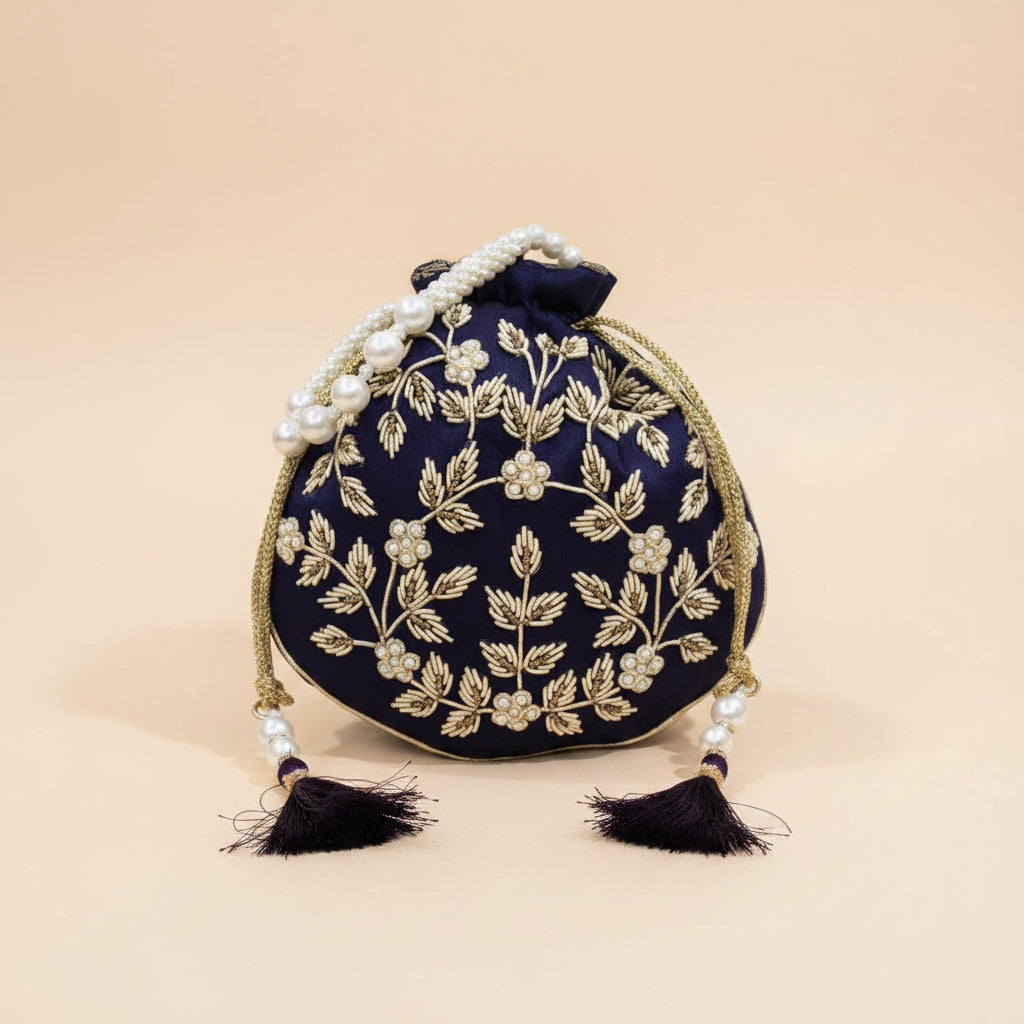 Dream Colors Blue Embroidered Potli Bag