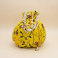 Dream Colors Yellow Floral Embroidered Potli Bag