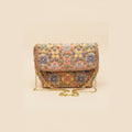 Embroidered Tote Clutch Bag with Rope Handle and Chain Strap - Floral Jewel