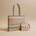 Dream Colors™ Jacquard Vintage Office Bag Set (With Matching Pouch) - Pink Geometric